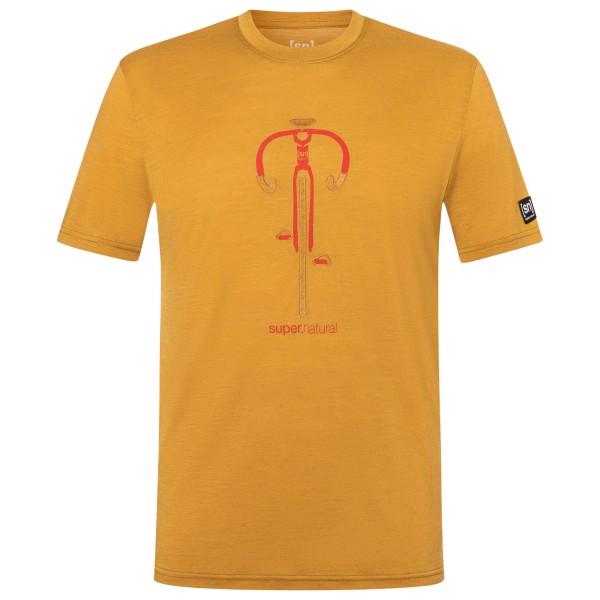 super.natural - Vintage Bike Tee - Merinoshirt Gr 52 - L orange/gelb