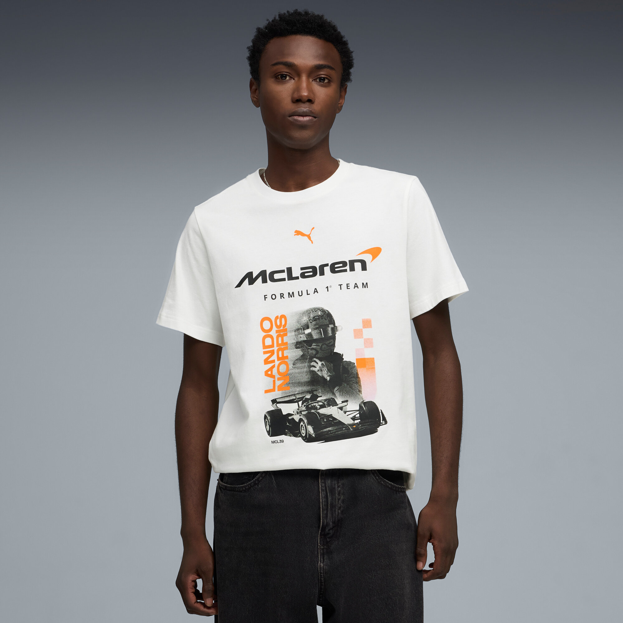McLaren Lando Norris Fahrer-T-Shirt – Weiß – Unisex Image