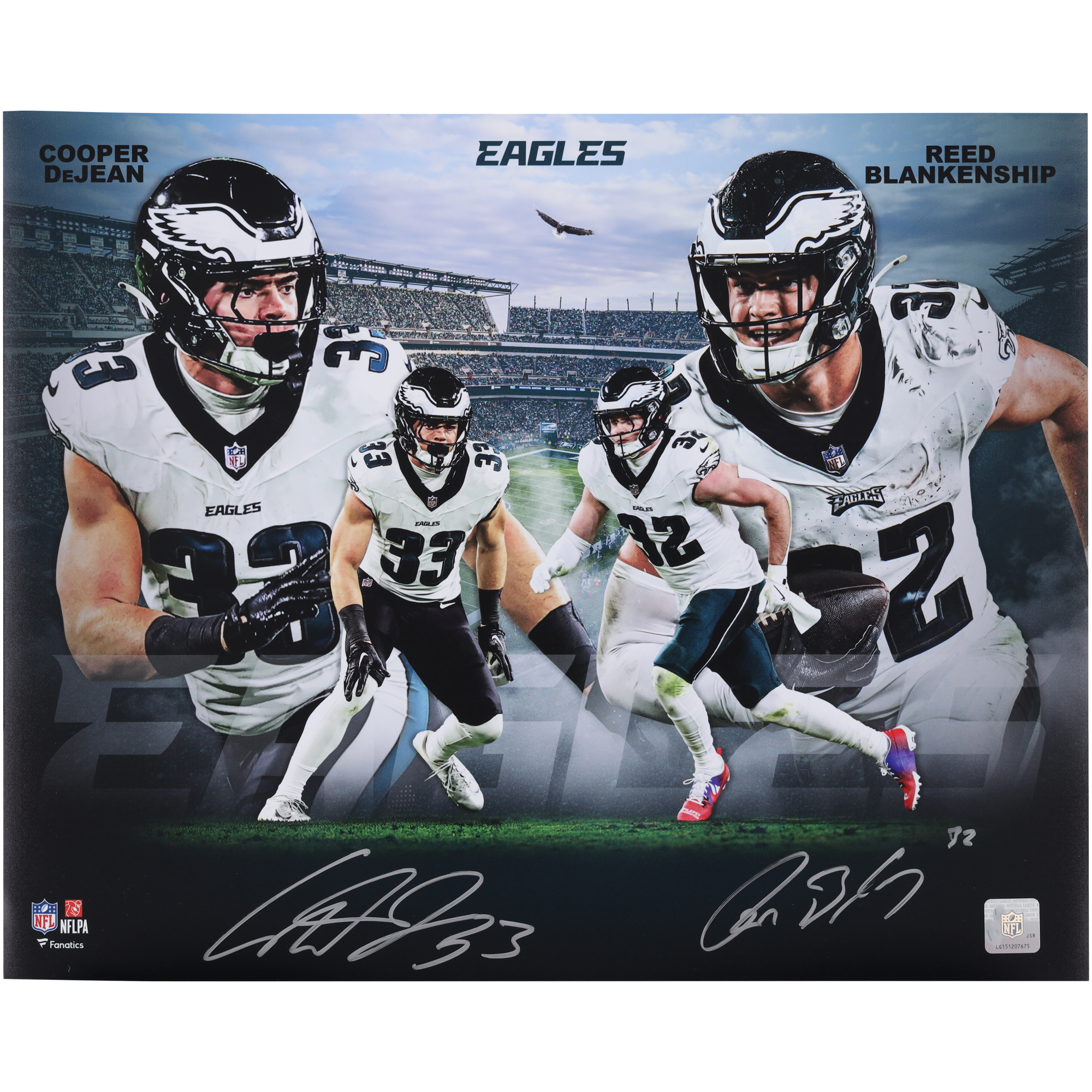 Cooper DeJean & Reed Blankenship Philadelphia Eagles Autogramme auf einer 16" x 20" großen Collage-Fotografie Image