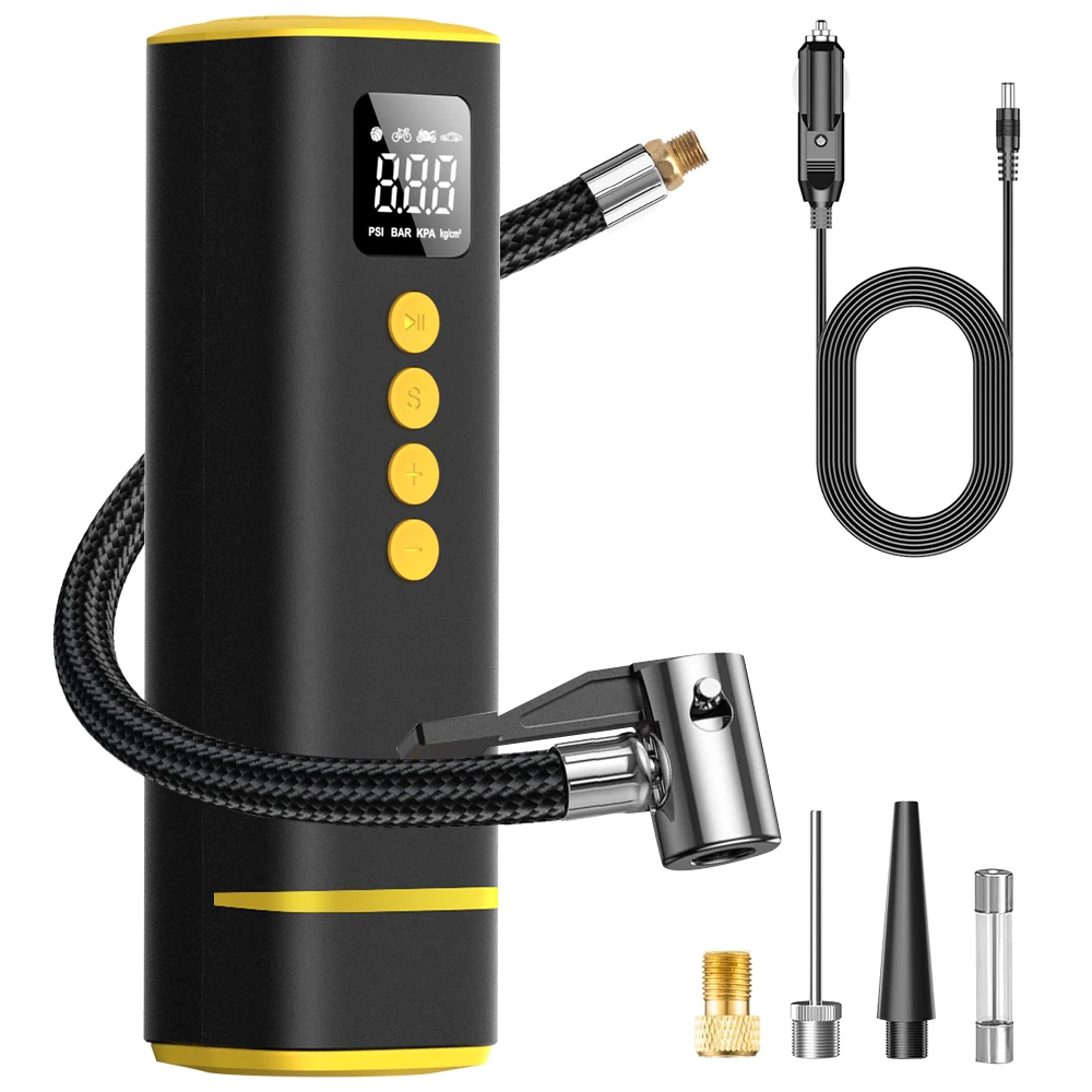 CARSUN Autoreifen-Luftpumpe, 12 V, 150 PSI, Luftkompressor, tragbarer kabelgebundener Inflator für Auto, Motorrad, Fahrrad, mit verlängertem Netzkabel ﻿ Image