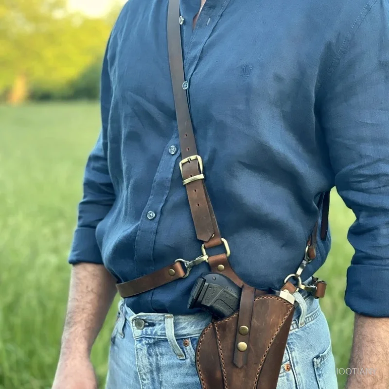 2025, verdecktes taktisches Jagd-Umhängeholster für Erwachsene, geeignet für verschiedene Waffentypen, Leder-Holster, Rucksack, modische Waffentasche Image
