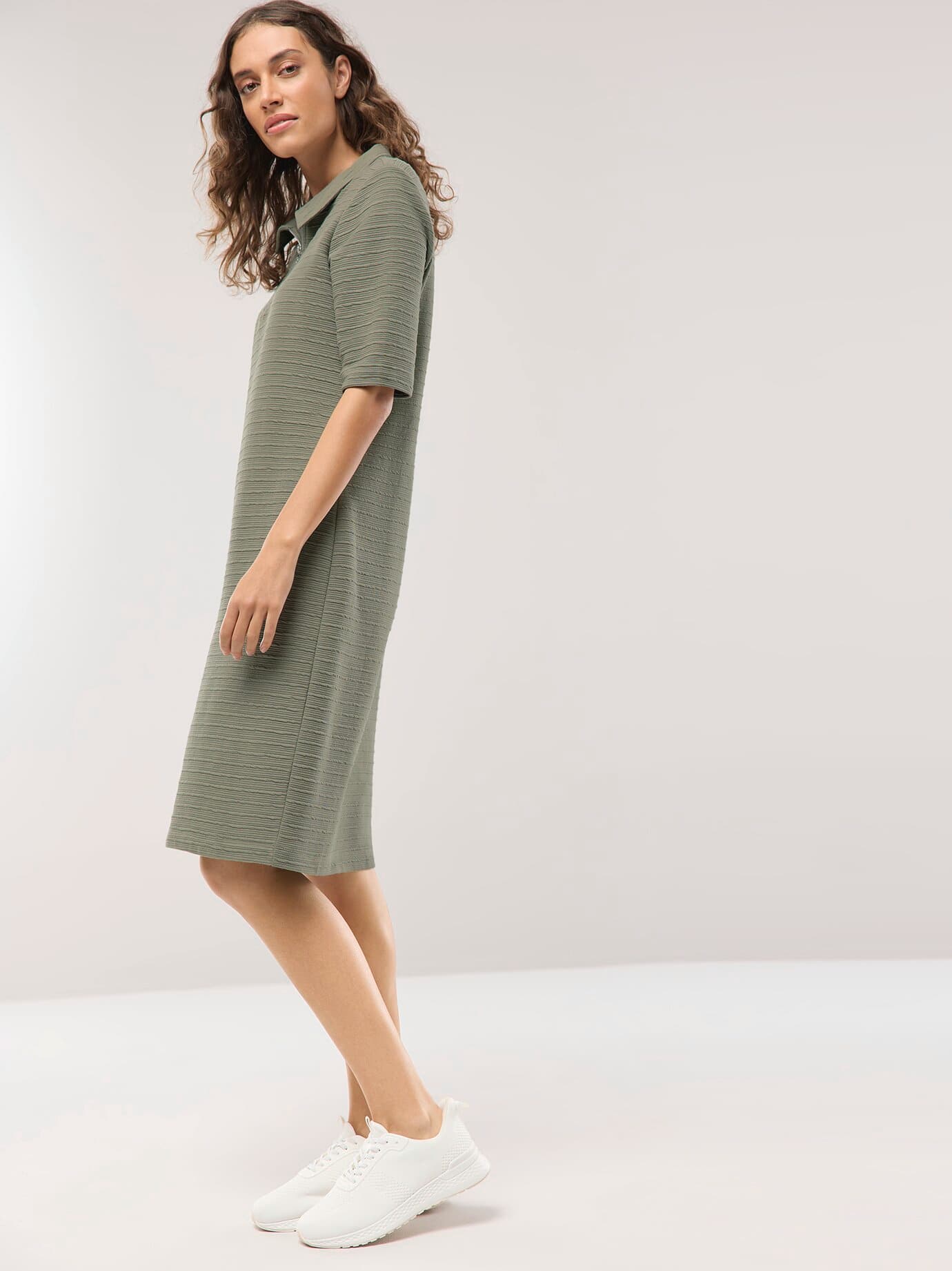 Walbusch Damen Polokleid mit Struktur Grün