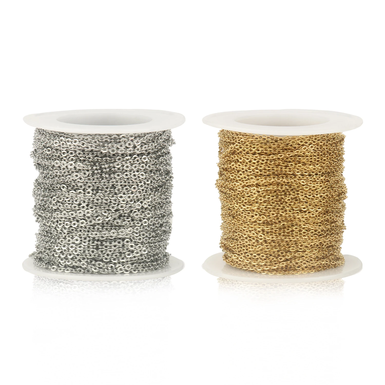 2 metri/lotto 1mm 1.5mm 2mm 2.5mm 3x4mm Catena a maglie in acciaio inossidabile Acciaio color oro Catena fai da te per la creazione di gioielli collana braccialetto