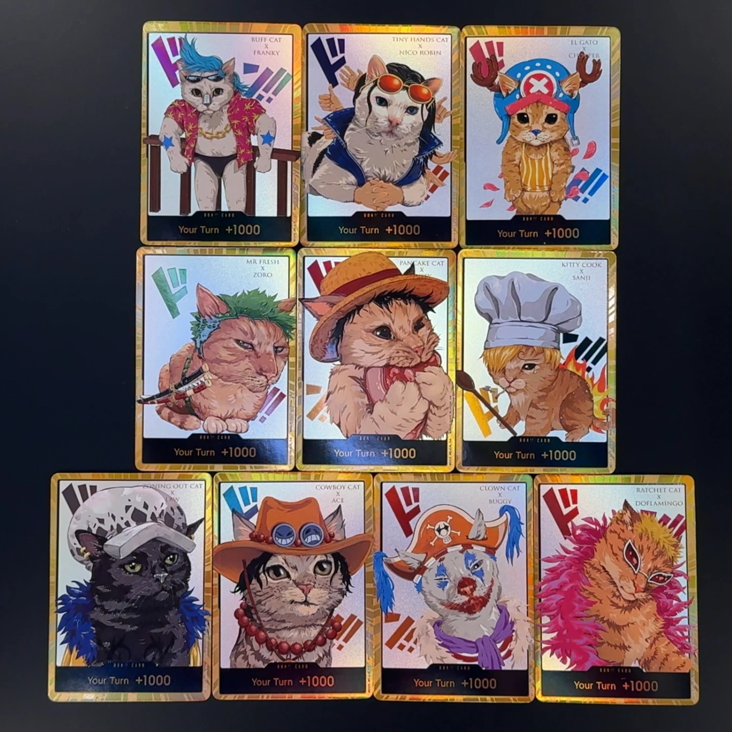 One Piece OPCG Inglese Dorato Olografico 3D Carta DON strutturata Carta Rufy Zoro Sanji Robin DON Carta Anime Carte da collezione