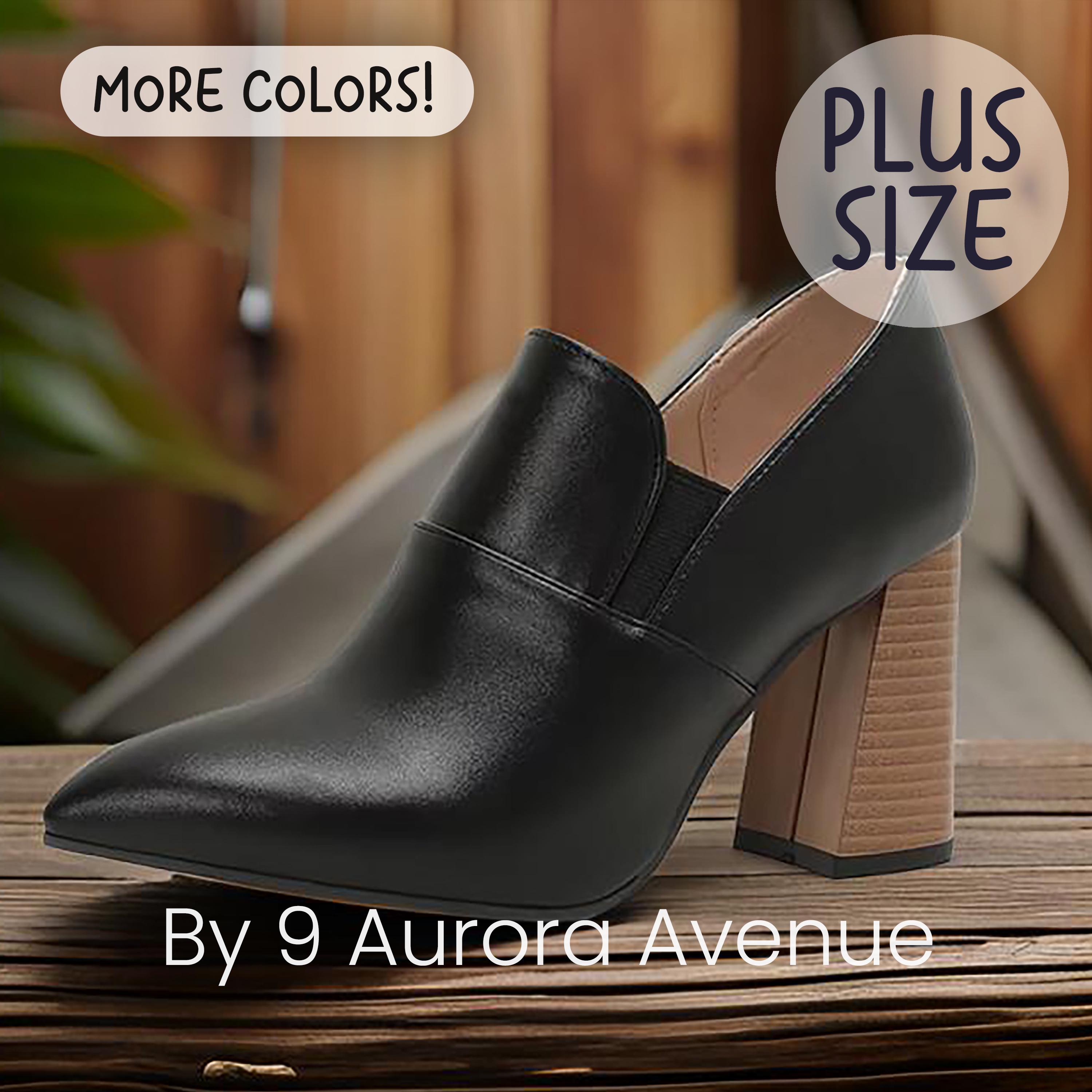 Stivaletti alla caviglia taglie forti per uomo e donna, stivaletti con tacco alto e punta affilata, stivaletti bassi slip-on con tacco a blocco ed ela