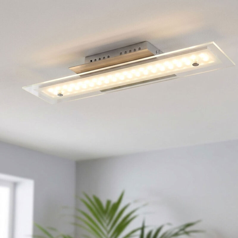 Globo - Lampada Da Soffitto Lampada Da Soggiorno Lampada Da Sala Da Pranzo Lampada Da Soffitto Lampada Da Camera Da Letto Lampada Da Corridoio, Metallo Vetro Cromo Bianco, 1x Led 8w 590lm 3000k Bianco Caldo,