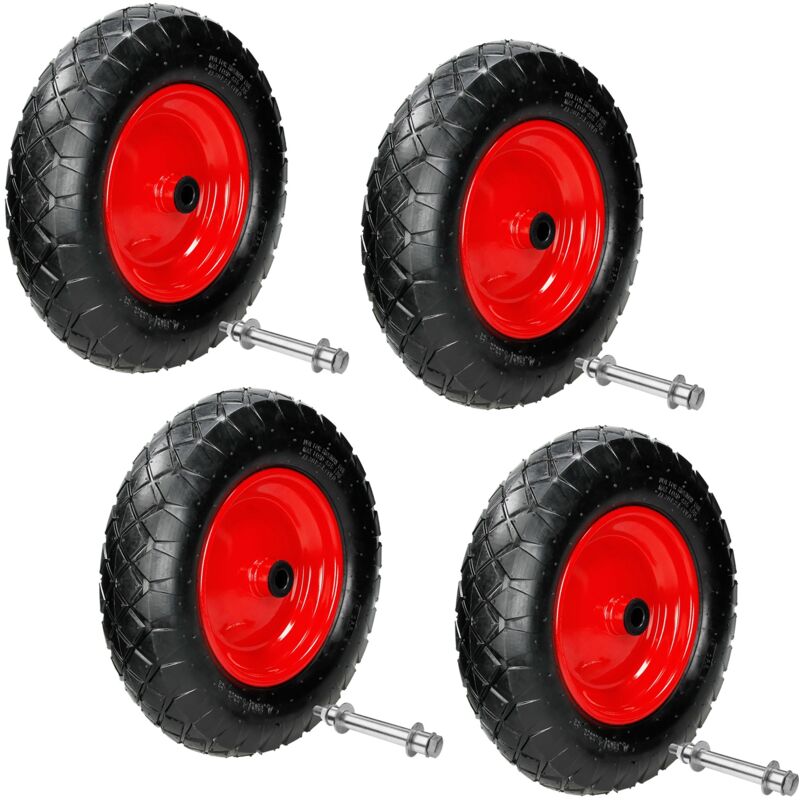 Ecd Germany 4 X Ruota Carriola Pneumatica Antiforatura Con Asse Pneumatici Con Cerchione In Acciaio 4.80/4.00-8 Diametro 390mm Nero Ruota Ricambio Ruota Gonfiabile 2pr Ruota Per Carriola Carico 200kg