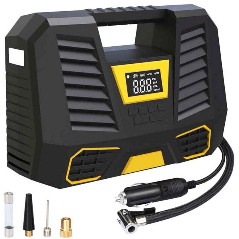 Compressore D'Aria Portatile, Gonfiatore Per Pneumatici Per Auto Da 150 Psi, Mini Compressore Per Pneumatici 3x2000 Mah 12 V, Pompa Per Pneumatici Con Display Lcd Digitale, Luce Led, Compressore Elett