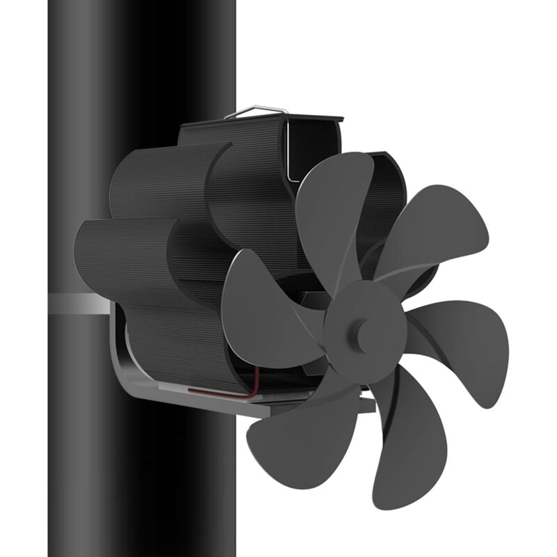 Shmshng - Accessorio Per Caminetto E Stufa, Ventilatore Per Stufa, Ventilatore Per Stufa A Legna Alimentato A Calore, Ventilatore Per Camino, Ventilatore Per Tubo Da Stufa A 6 Pale Silenzioso Ed Ecologico Per S
