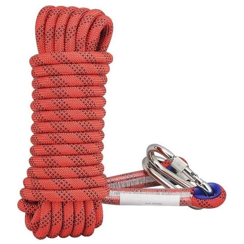 Corda Di Sicurezza Corda In Nylon Corda Da Arrampicata Per Esterni Corda Da Arrampicata Corda Da Arrampicata Corda Di Salvataggio Corda Da Discesa Corda Da Arrampicata 14 Mm Rossa (20 Metri + 2 Fibbie