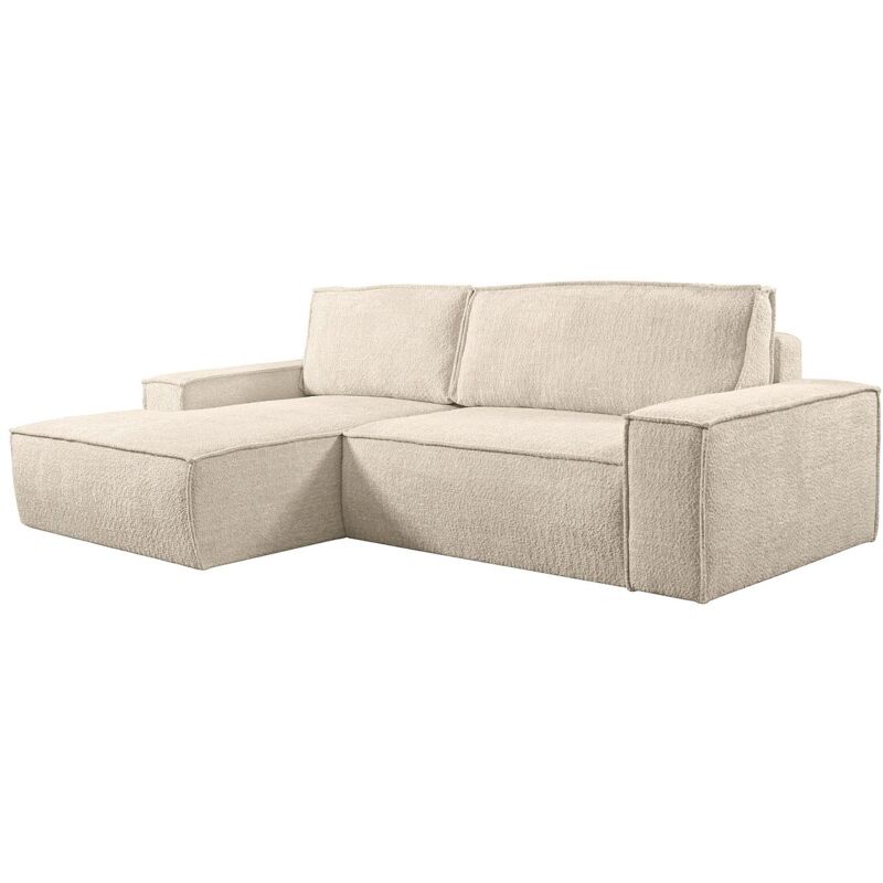 Vente-unique - Divano Letto Angolare In Tessuto Bouclette Beige - Angolo A Sinistra - Amelia Di Pascal Morabito