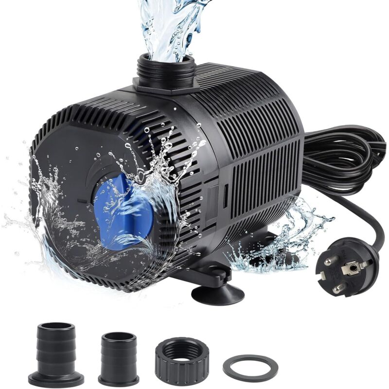 Pompa Per Laghetto, Pompa Filtro, Pompa Per Fontana, Pompa Per Acquario Da 2300 L/h, Pompa Per Acquario Sommergibile Da 35 W Con Cavo Da 10 M E 2 Ugelli, Pompa Per Filtro Per Laghetto, Giardino, Pisci