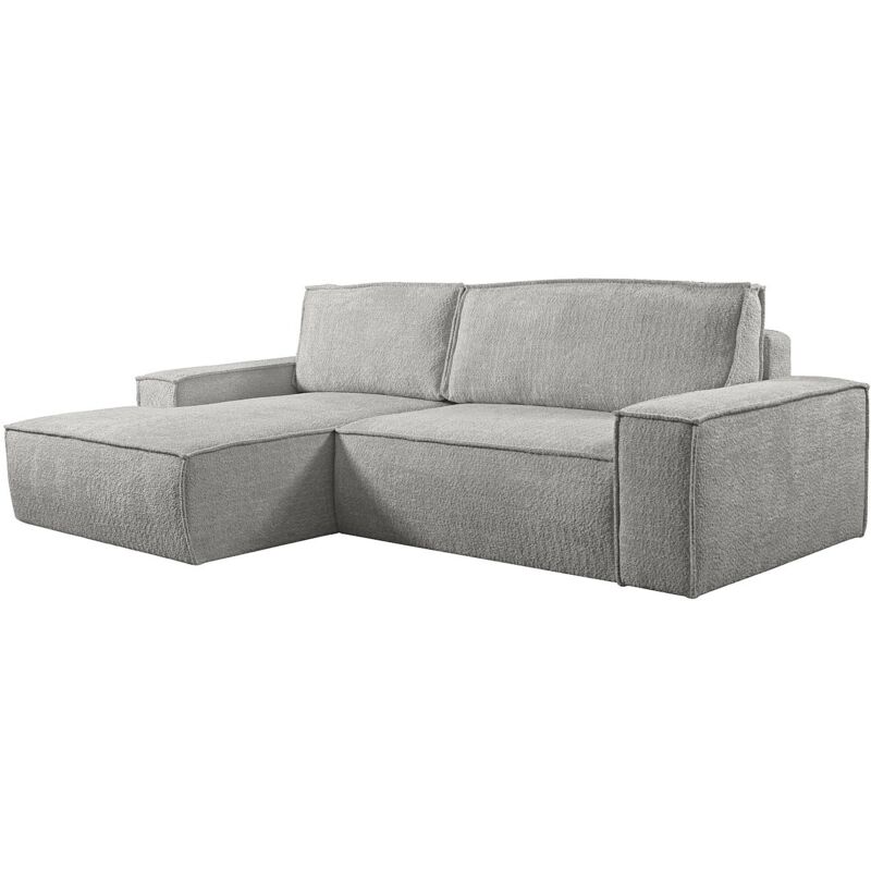 Vente-unique - Divano Letto Angolare In Tessuto Bouclette Grigio - Angolo A Sinistra - Amelia Di Pascal Morabito