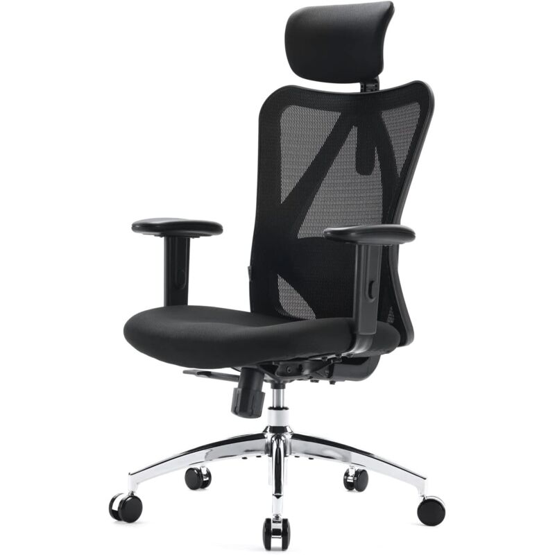 Sihoo Sedia Da Ufficio, Sedia Computer Ufficio Ergonomica Con Poggiatesta E Supporto Lombare Regolabili, Sedia Girevole Alta Direzionale (nero)