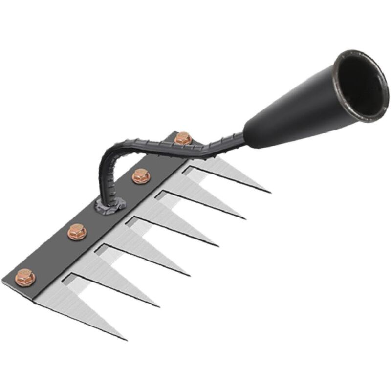 Rastrello Per Diserbo, Rastrello Da Giardino, Attrezzi Da Giardinaggio Con Rastrello Per Diserbo, Erpice Da Giardinaggio In Acciaio Al Carbonio, Per Diserbo, Allentamento Del Terreno, Semina, 6 Denti