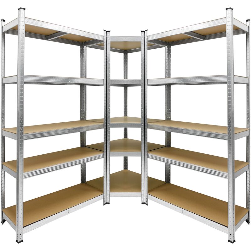 Scaffalatura Angolare Per Carichi Pesanti Da Officina Set 3 Scaffali Sistema Ad Innesto 2 Ripiani 180x90x40 Cm Con Ripiano Angolare 180x70x40 Cm Portata Fino A 750 Kg Per Garage Magazzino - Ecd Germany