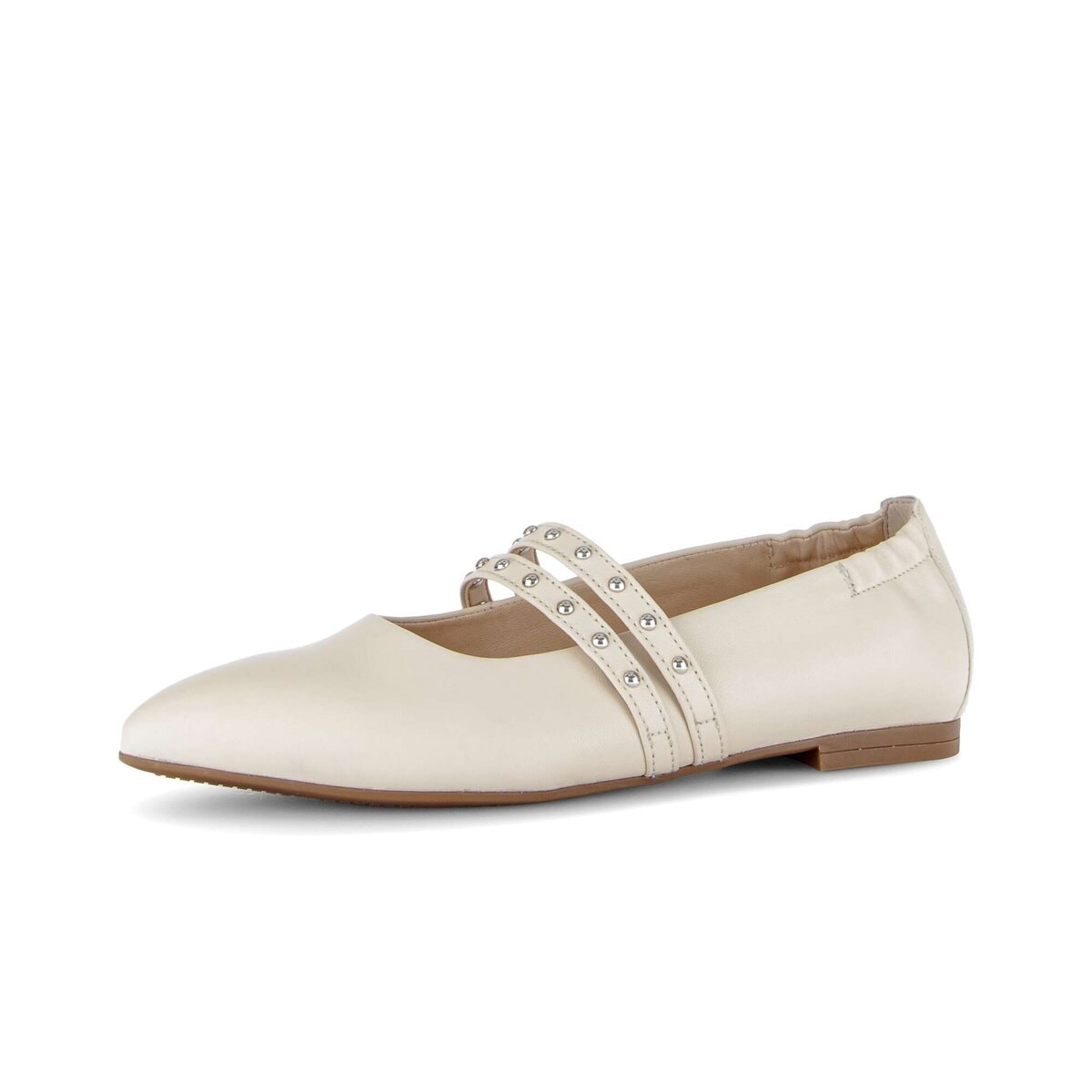 Ballerina GABOR "Eleganter Ballerina Glattleder", Damen, Gr. 38, beige, Schuhe Ballerina