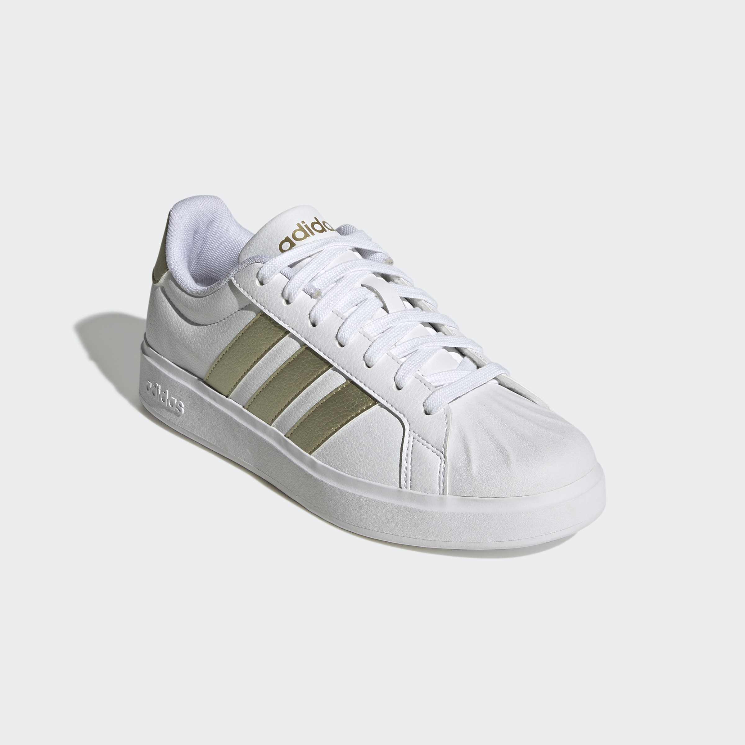 Sneaker ADIDAS SPORTSWEAR "STREETTALK", Damen, Gr. 36, cloud weiß, gold metallic, cloud weiß, Synthetik, Schuhe Sneaker, inspiriert vom Design des adidas Superstar