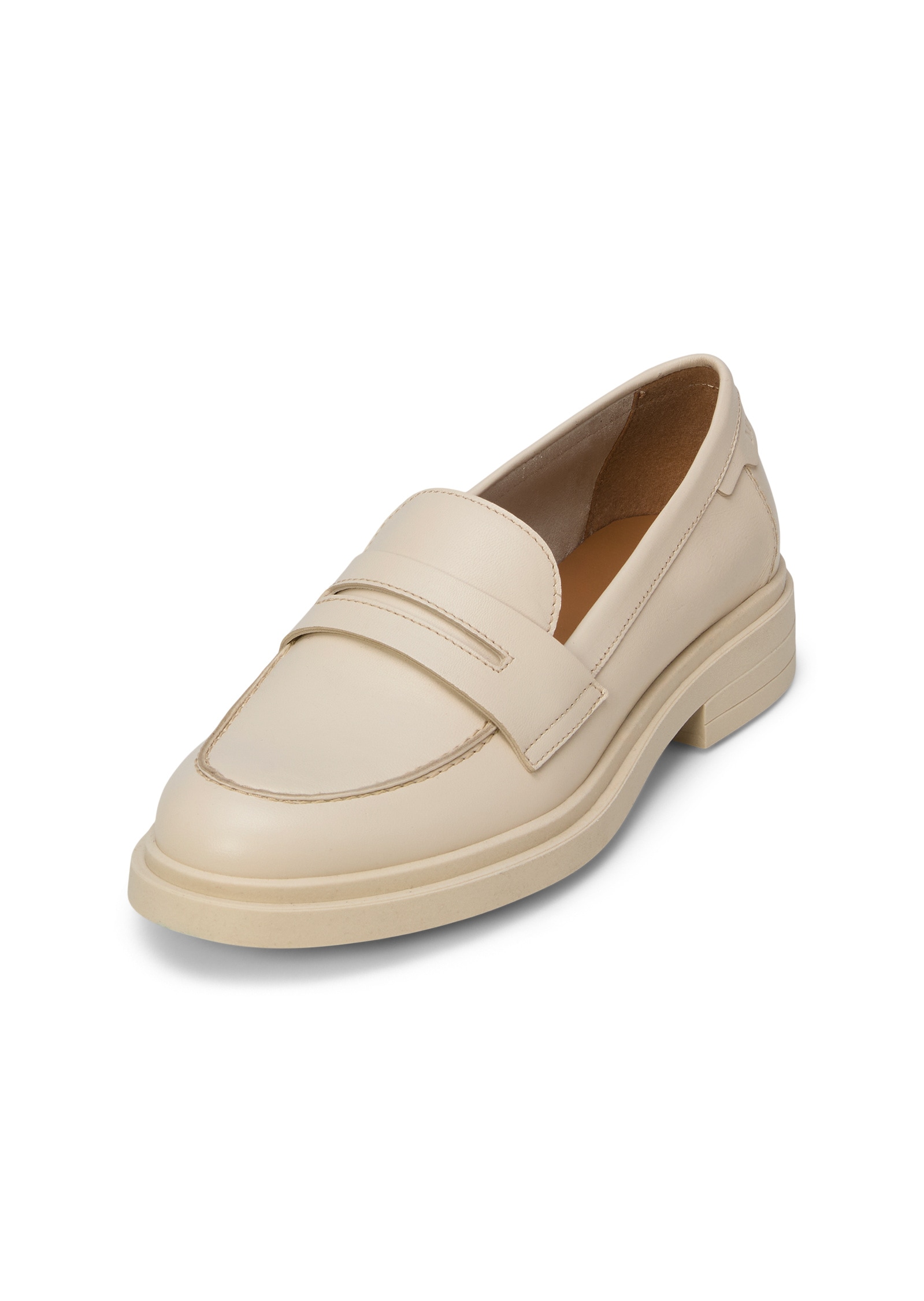 Loafer MARC O'POLO "aus edlem Rindleder", Damen, Gr. 38, natural cotton, Obermaterial: 100% Leder (Rind), unifarben, Schuhe Loafer