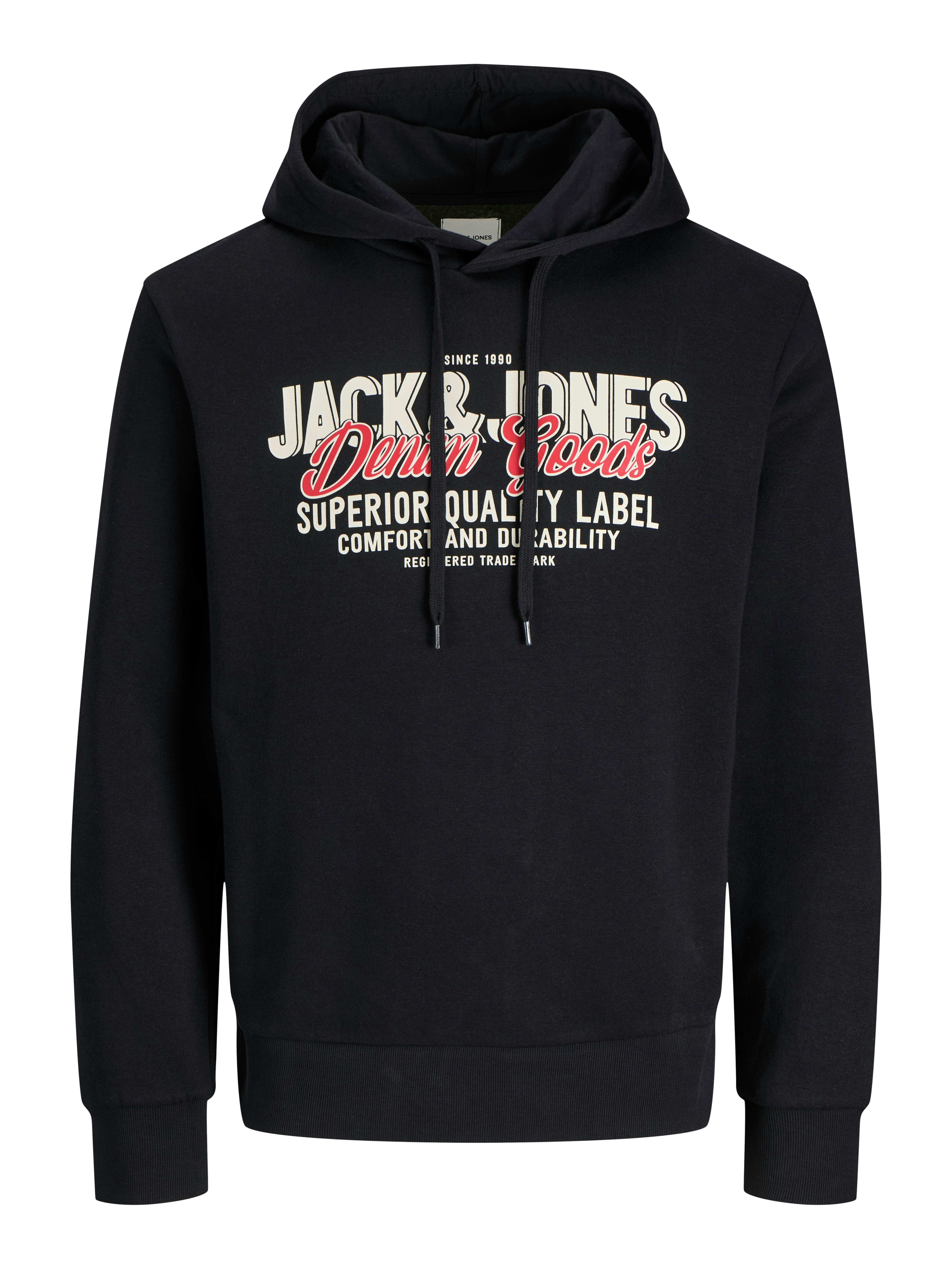Jack & Jones PlusSize "JJELOGO SWEAT HOOD 2 COL 24/25 NOOS PLS", mit Logo Frontprint