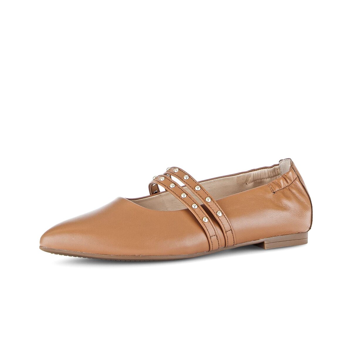 Ballerina GABOR "Eleganter Ballerina Glattleder", Damen, Gr. 38,5, braun, Schuhe Ballerina