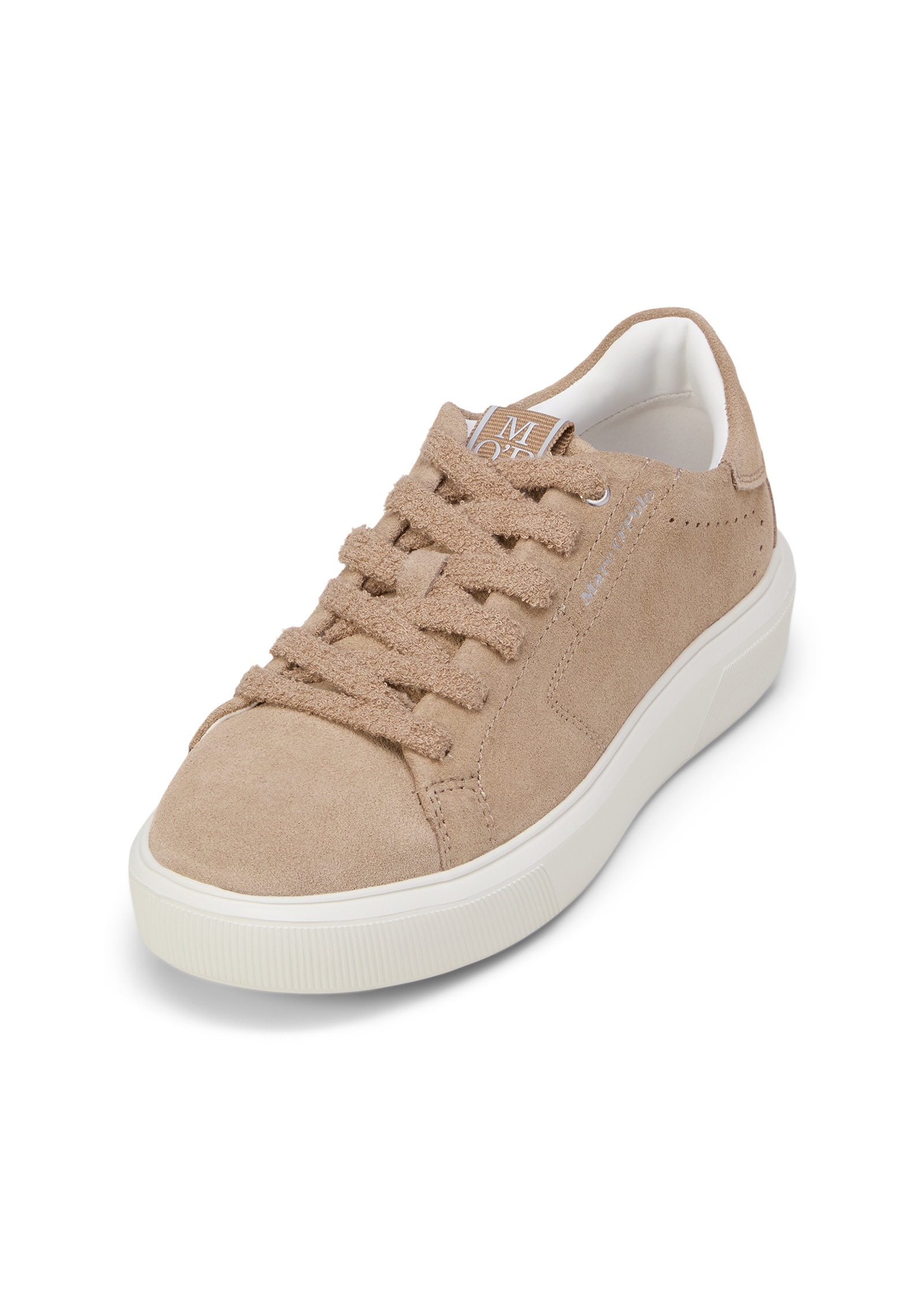 Sneaker MARC O'POLO "aus softem Veloursleder", Damen, Gr. 38, fine sand, Obermaterial: 100% Leder (Rind), unifarben, Schuhe Sneaker