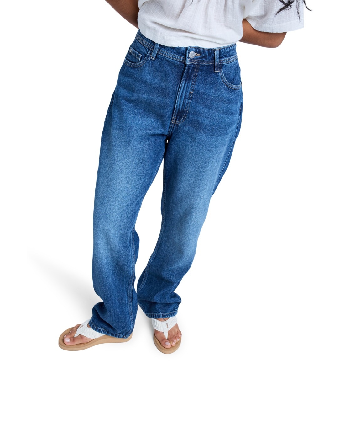 Relax-fit-Jeans ROXY "London Aqua Mirage", Damen, Gr. 27S, medium blau, Obermaterial: 51% Walkfrottier, 49% Lyocell;, Jeans