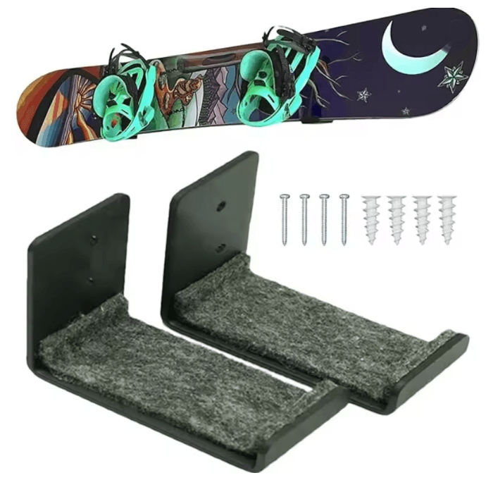 Matte Black Snowboard Wall Rack Ski Board Mount Holder Stand l Set 6.5inch