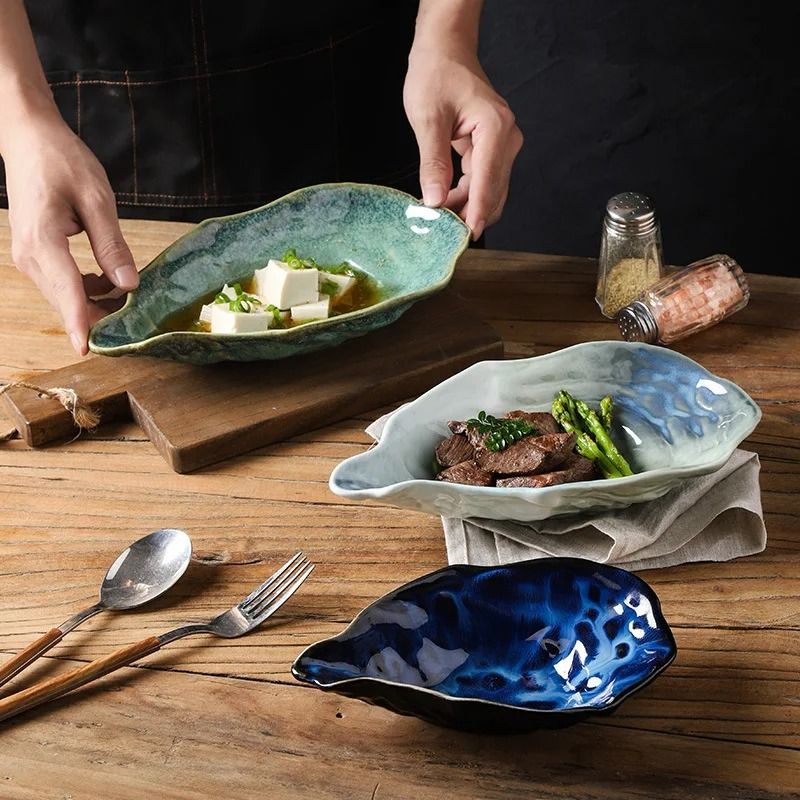 Japanese Kiln Style Oyster Shaped Ceramic Flavor Dish grey s