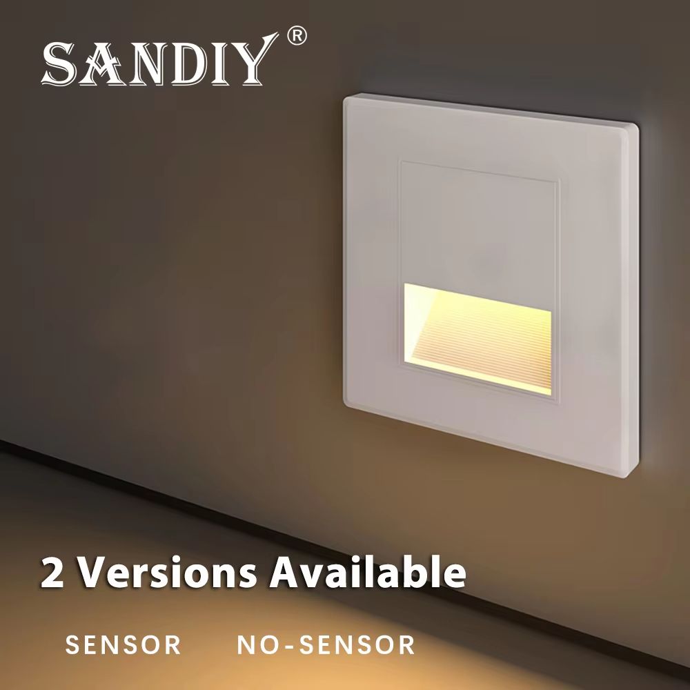 Smart Motion Sensor LED Recessed Stair & Wall Night Light 110V 220V switch Ctrl Gold 2w 4000k