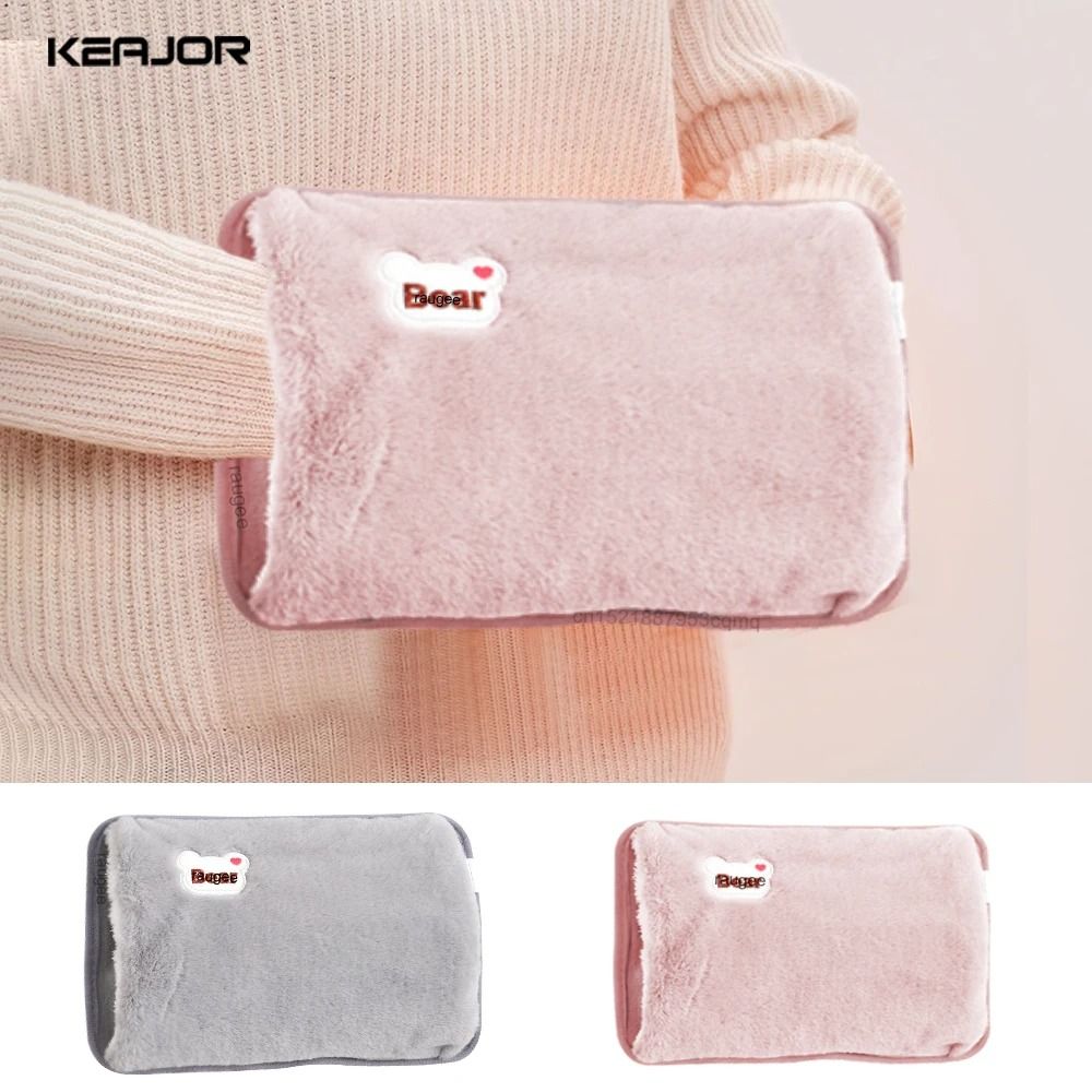 Rechargeable Electric Hand Warmer Soft Hot Water Bag For Fast Winter Heating pink eu Plug 220 V