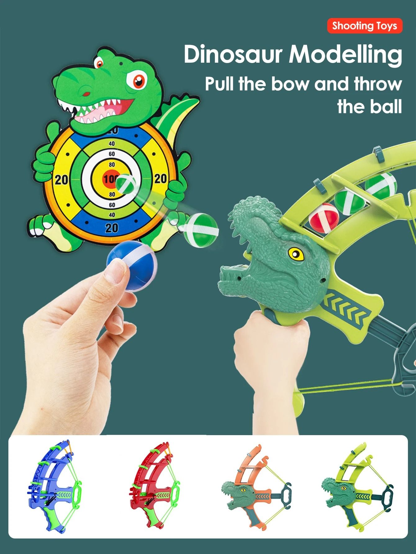 Montessori Slingshot Sticky Ball Dartboard 3 in 1 Educational Outdoor Sport Game toy Bow Set D