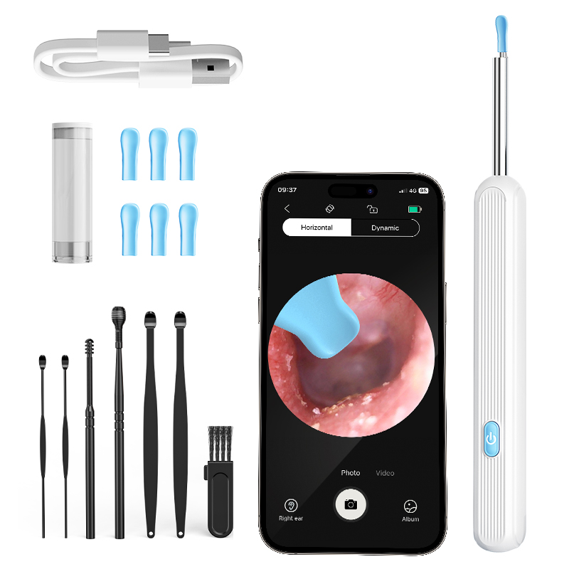 HD Visual Ear Cleaner With Camera, USB Charging Otoscope Ear Stick Wax Removal Tool white