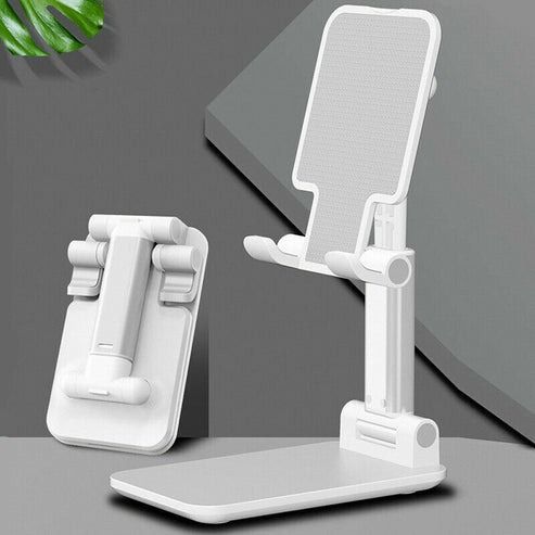 Portable Adjustable Cell Phone And Tablet Stand Holder Mount For Mobile, IPhone, IPad, Universal Desk Mount white