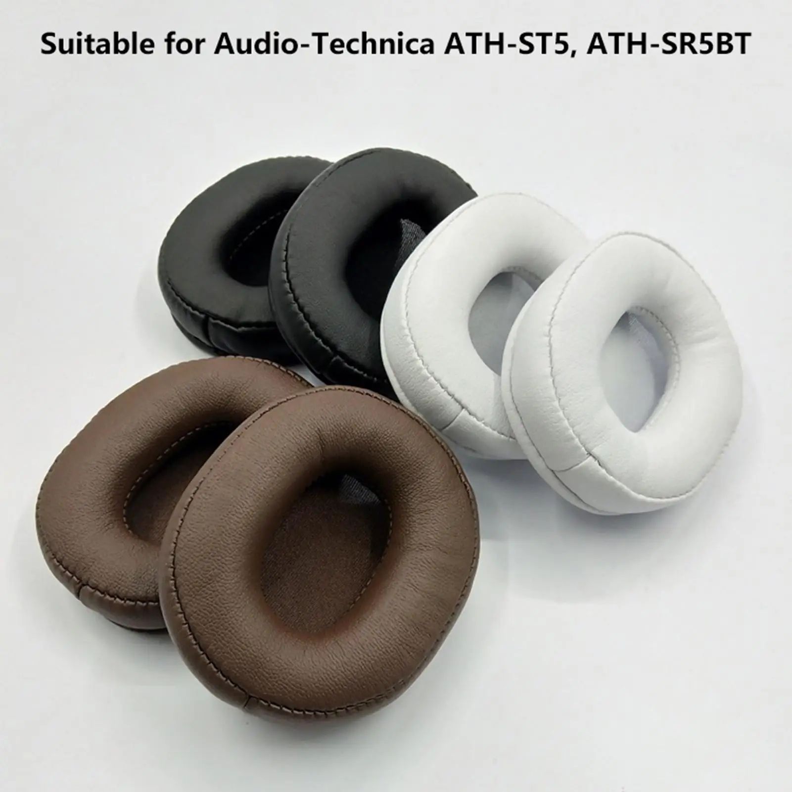Replacement Ear Pads + Headband Cushion For Audio Technica ATH SR5 SR5BT, Faux Leather Comfort, Easy Install brown Earpads