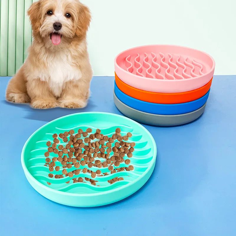 Silicone Slow Feeder Pet Bowl blue