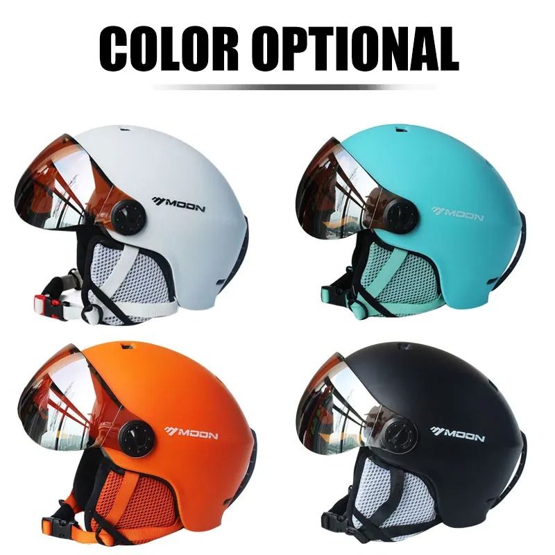 Integrally Molded PC EPS Goggles Ski Helmet white l