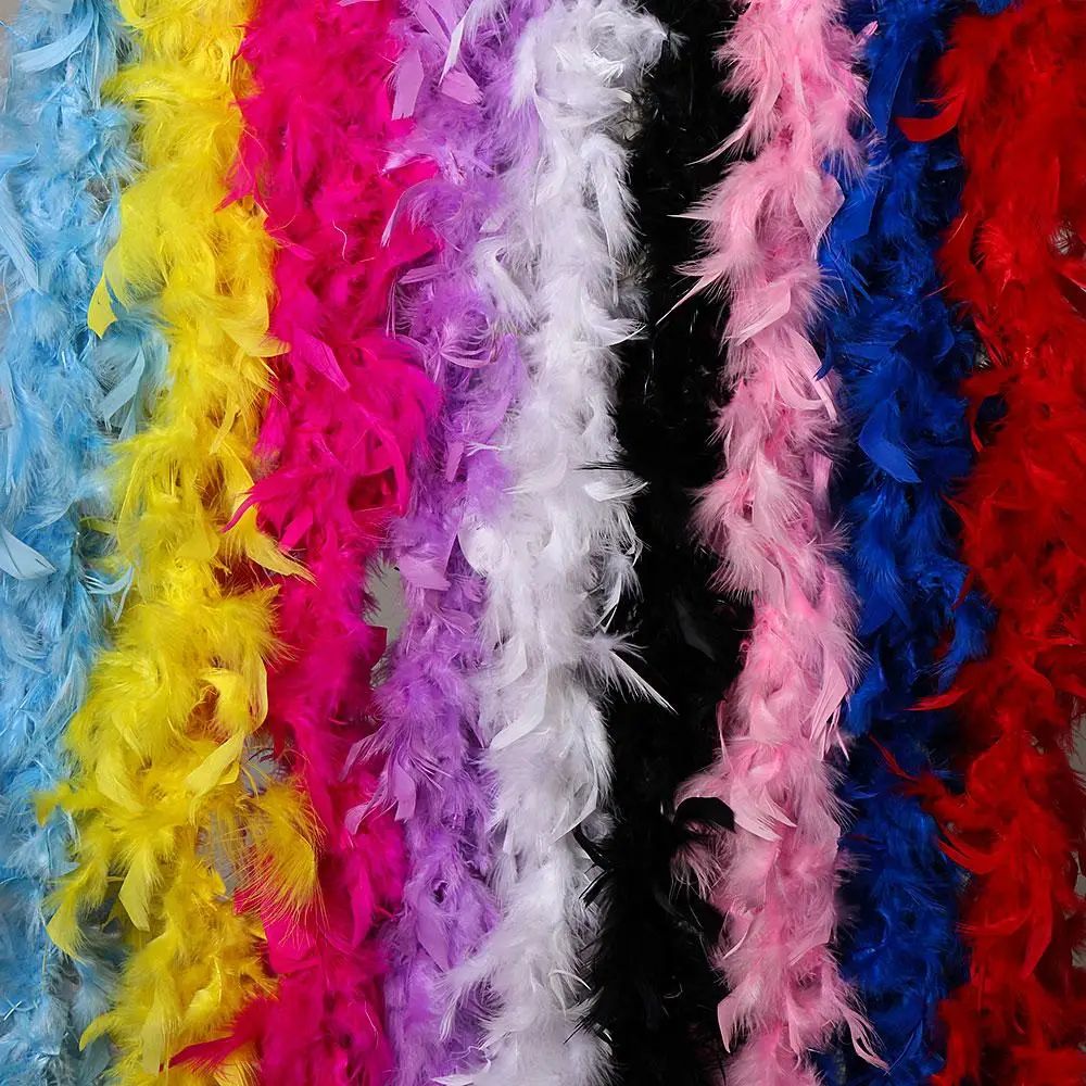 2M Fluffy Feather Boa Trim Strip For Sewing Crafts, Costume & Fancy Dress, Wedding Party Decor DIY Apparel Accessory black 1