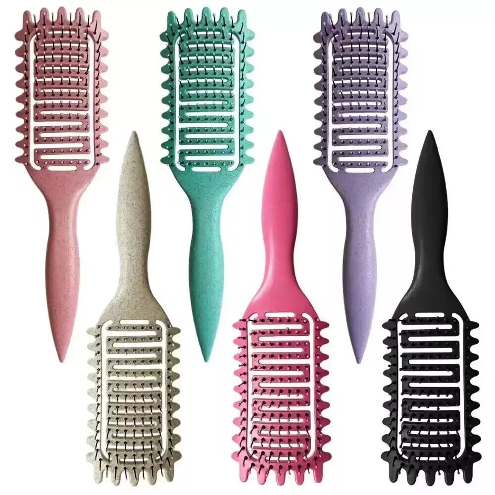 Curl Define Styling Brush Hollow Out Detangling Comb For Wet & Curly Hair black