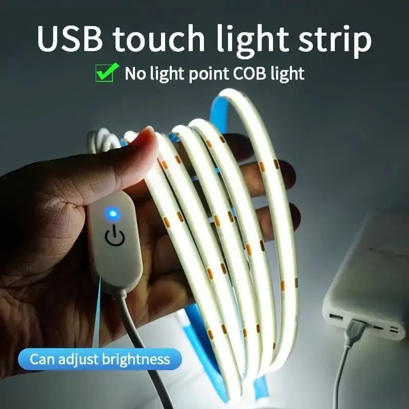 Professional LED COB Light Strip USB Touch Dimmable Flexible Linear Lighting 4 M natural White