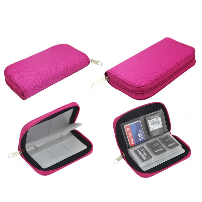 22 Slot Memory Card Case Zippered SD Card Holder & CF microSD Organizer purple