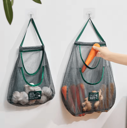 Kitchen Hanging Mesh Storage Bag Reusable Fruit And Vegetable Net Bag 1 2 Layers single Layer
