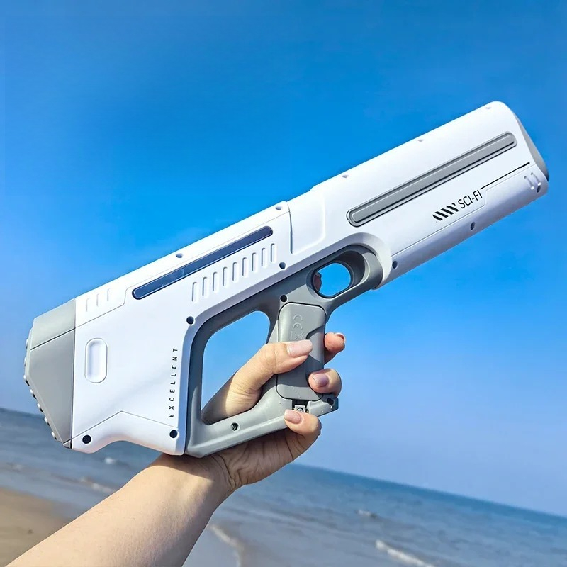 Summer Electric Water Guns, Automatic Water Suction Water Blasters, Powerful Squirt Outdoor Beach Toy Gift For Boys white