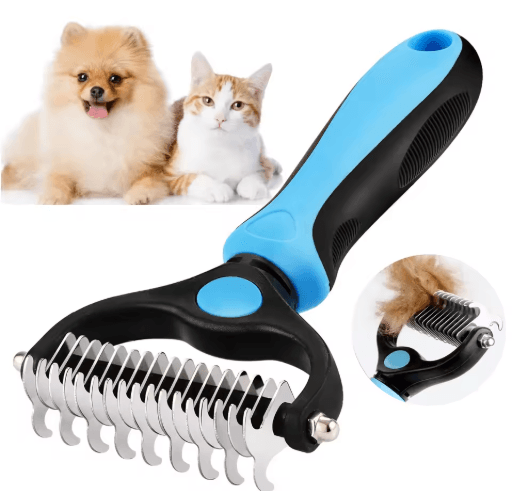 Professional Pet Deshedding Brush Fur Knot Cutter & Grooming Comb For Dogs & Cats blue 2 S