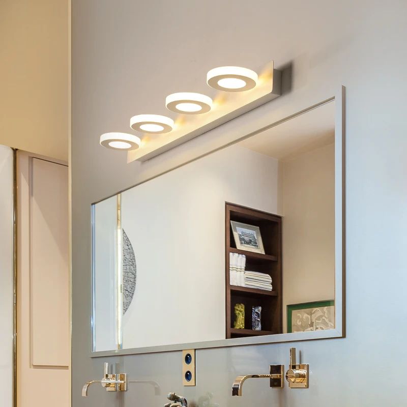 Modern LED Bathroom Mirror Wall Light round 3 Heads cool White(5500 7000k)