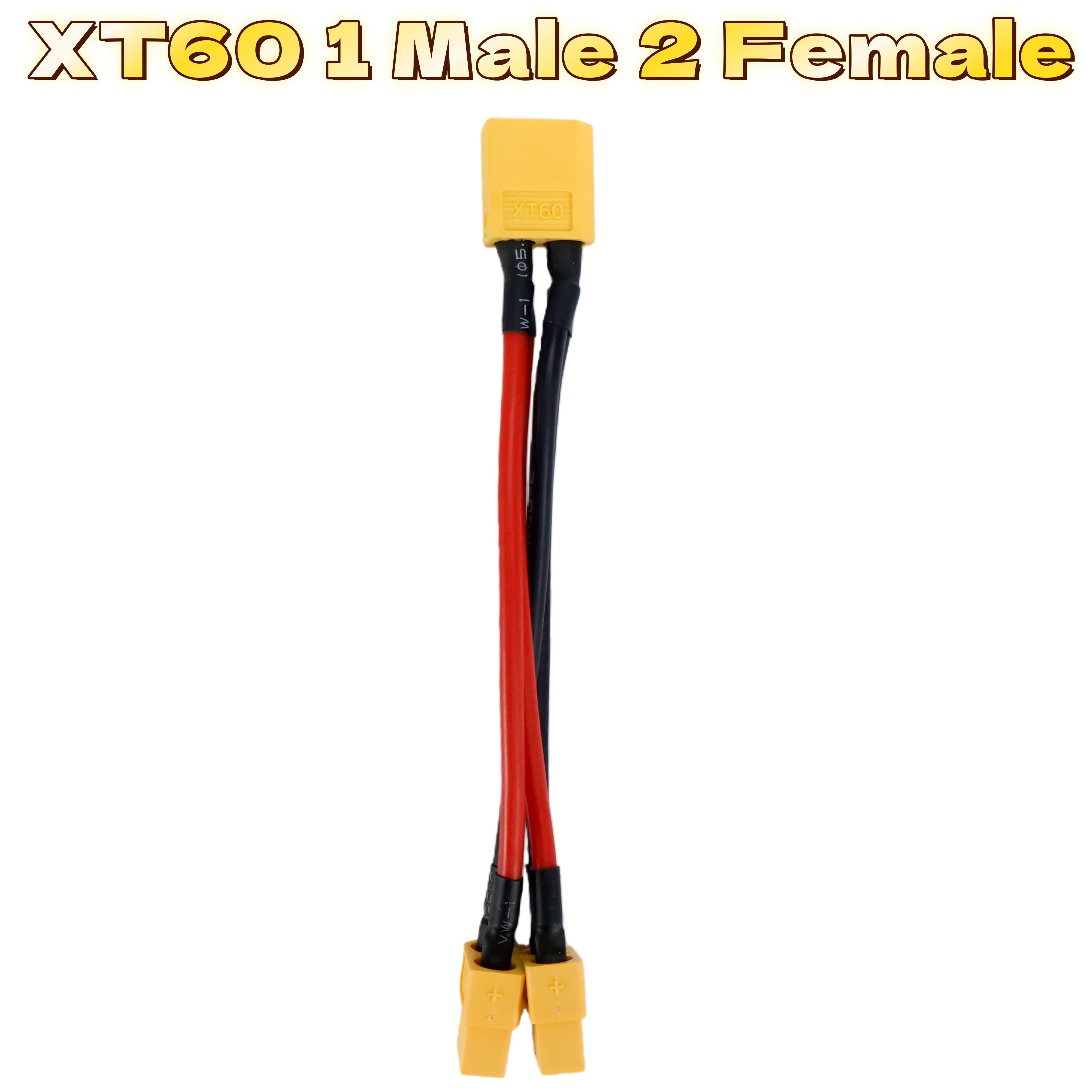 XT60 Parallel Battery Connector 3 Way Y Splitter Cable With 14AWG Silicone Wire (Male Female) 5pcs 1m To 2f