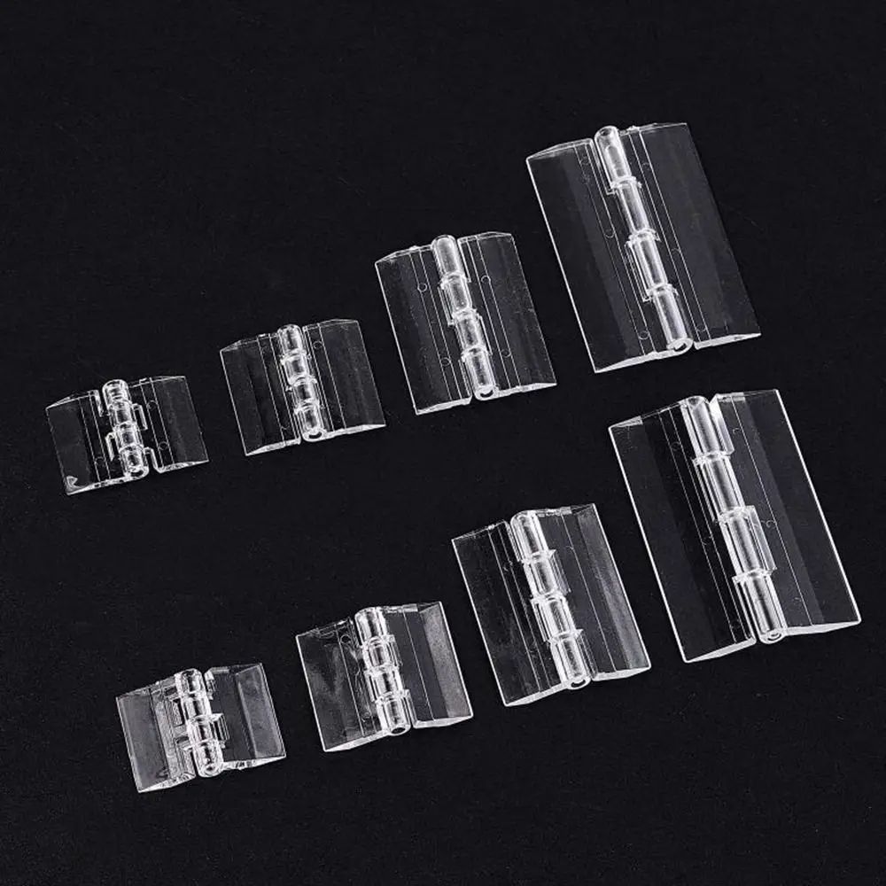 2 Pcs Clear Folding Door Hinges Transparent Acrylic ABS Cabinet Hinges For Furniture Doors, Foldable Hardware 1.77 1.30 0.12 In
