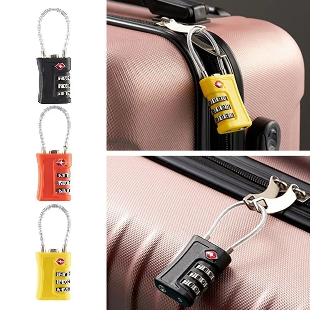 Portable TSA 3 Digit Combination Wire Rope Lock Anti Theft Padlock For Luggage, Suitcase, Backpack & Travel red