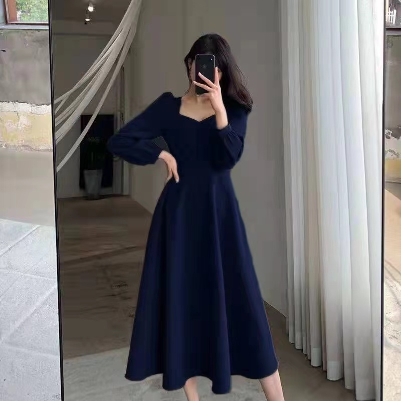 High Waist Slim Evening Party Dresses Long Puff Sleeve Solid Elegant Dress Women Fashion Wedding Guest New Year Women white l