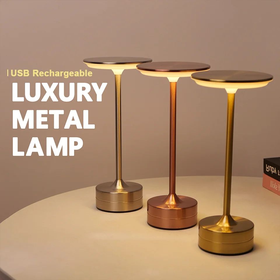 USB Rechargeable Touch LED Table Lamp Night Light, Wireless Portable Reading Lamp For Bedroom, Bar, Hotel, Restaurant black